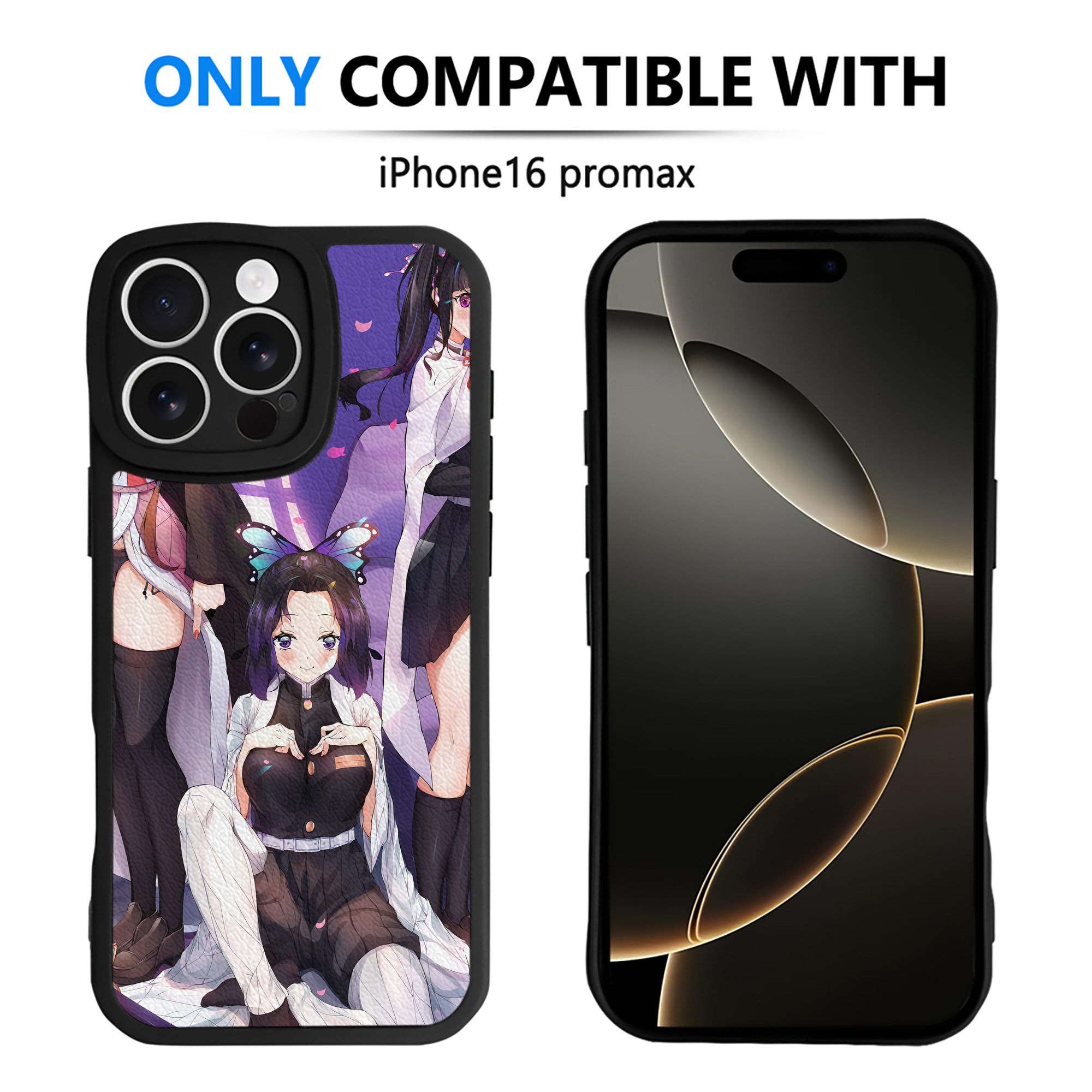 （画像用） 鬼滅の刃（きめつのやいば）竈門 禰󠄀豆子／かまど ねずこ Kamado Nezuko 【iPhone 16シリーズ対応】シリコンスマホケース（レザー調） 材質：シリコン